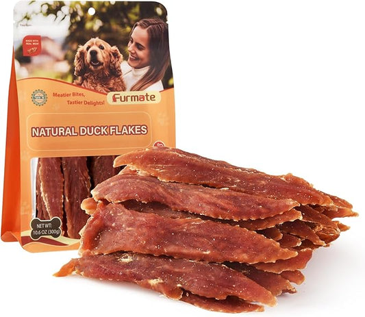 Duck Jerky Crisp Flakes Dog Treats, Duck Jerky Chip Flakes w/1% Taurine, Dog Training Rewards Snacks High Protein Easy to Digest, Rawhide-Free, Gluten-Free, for All Life Stage Dogs,10.58 oz