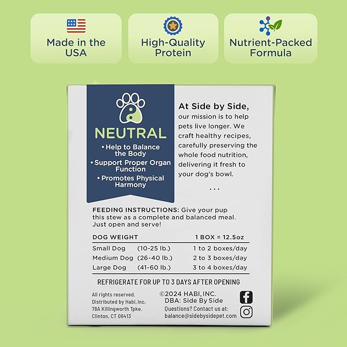 Side by Side Beef & Salmon Stew, Neutral Dog Food for All Breeds, Made of Whole Foods, Every Ingredient Has a Purpose, No Artificial Additives, Fillers, or Gums, Ready to Serve, 12.5 oz, 3 Pack