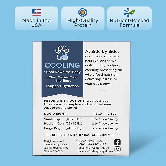 Side by Side Pork & Rabbit Stew, Cooling Dog Food for All Breeds, Made of Whole Foods, Every Ingredient Has a Purpose, No Artificial Additives, Fillers, or Gums, Ready to Serve, 12.5 oz, Case of 12