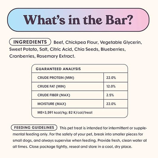 Leash & Load Dog Treats Beef Jerky Snack Bars, 5 oz Bag, Puppy and Training Treats, Natural Superfood Grain Free Made with Real Beef, Superfoods, Corn, Poultry & Soy Free