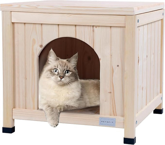 Petsfit Indoor Dog House, Cat Litter Box Enclosure Furniture with Elevated and Ventilate Floor for Small Dogs and Cats