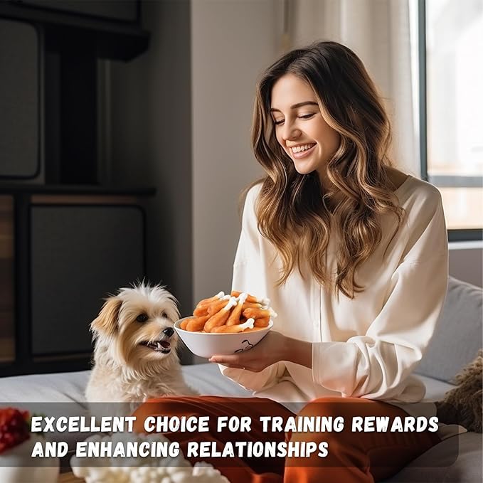 Dog Treats Chicken Wrapped Calcium Bone, Rawhide-Free Grain-Free Training Treats for Dogs Teeth Cleanning Breath Fresh Dog Chewy Snacks for Medium Large Dogs 10.6 oz, 18-19 Counts