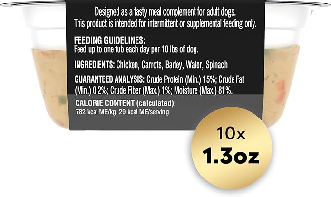 Cesar Simply Crafted Adult Wet Dog Food Meal Topper, Chicken, Carrots, Barley & Spinach, 1.3oz. (10 Count, Pack of 1)
