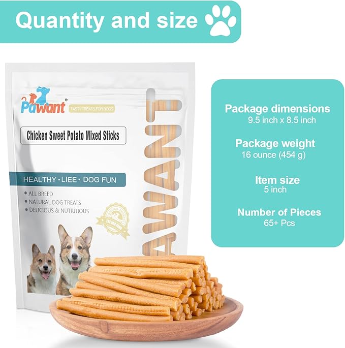 Soft Dog Treats Chicken Sweet Potato Mixed Sticks Puppy Easy to Digest Training Snacks 1 lb/454g