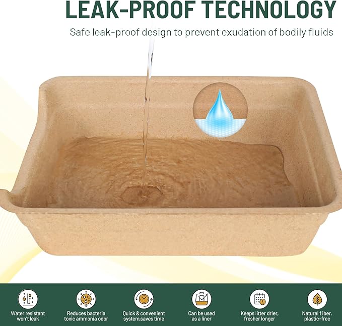 Disposable Litter Boxes for Cats, Low Entry Paper Litter Box, Paper Cat Litter Tray with One-time Pet Bath Towel Set （3PACKS with 1 Towel） for Travel on Weekends or Trips of Short Holidays