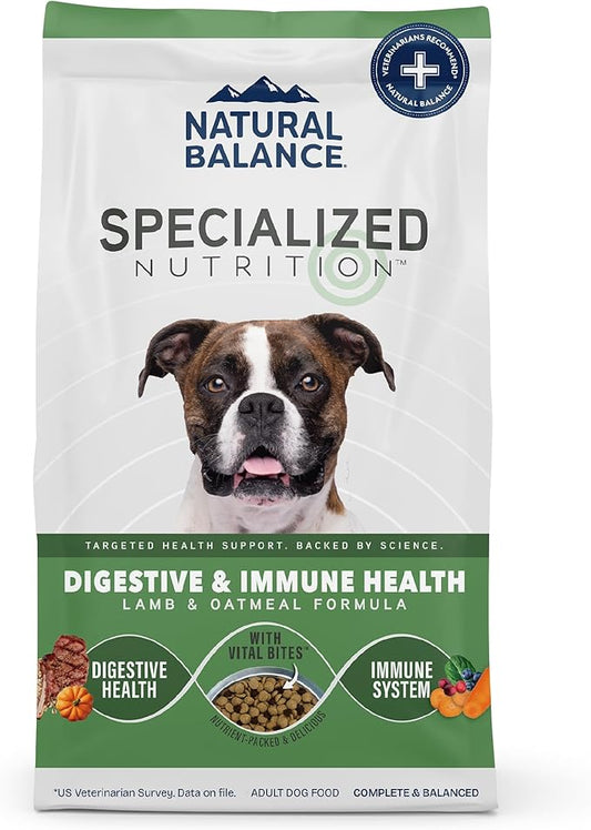 Natural Balance Specialized Nutrition Dry Dog Food with Lamb and Oatmeal for Dogs, Digestive & Immune Health Food, Natural Ingredients with Added Vitamins & Minerals - 22 lbs