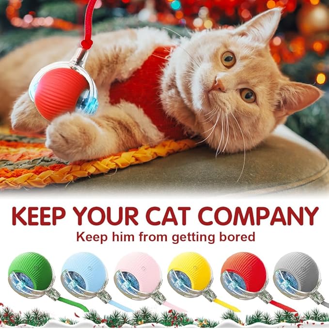 Yilia Interactive Rolling Cat Dog Ball Toy, Upgrade Automatic Moving Cat Toys, Self Rolling Dog Ball Interactive Cat Toys, Smart Automatic Electric Balls Toys for Bored Cats Dogs (Gray)