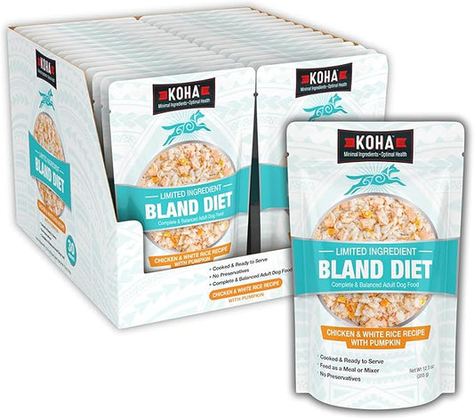 KOHA Pet Limited Ingredient Bland Diet for Dogs Value Pack, Chicken and White Rice Recipe Sensitive Stomach Wet Dog Food, Gentle Formula Easy to Digest Bland Diet Dog Food, Pack of 30