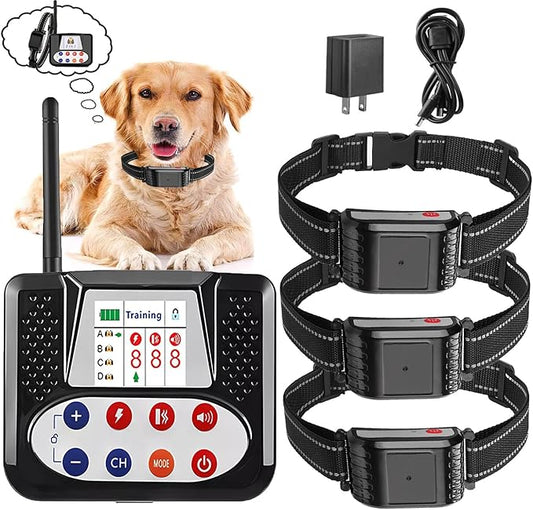 Wireless Dog Fence, Electric Dog Fence & Remote Training Shock Collar 2-in-1,Waterproof Rechargeable, Cover Up to 8 Acre, Portable Pets Safe Containment System for Outdoor,Yard,Indoor,,for3dogs