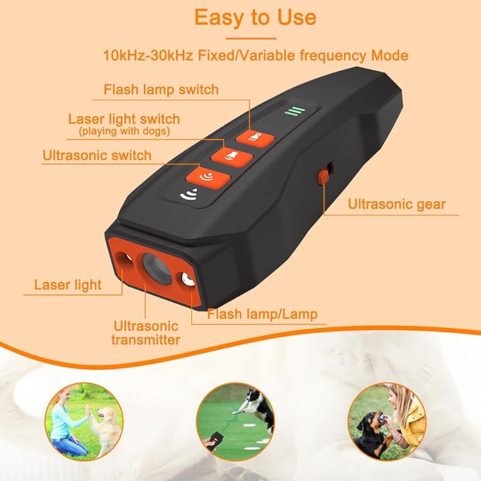Dog Bark Deterrent Devices,Rechargeable Anti Barking Device Up to 32.8ft Effective Control Range Stops Bad Behavior Dog,Safe for Human & Dogs,Better than Shock Collars or Dog Training Collars,Black