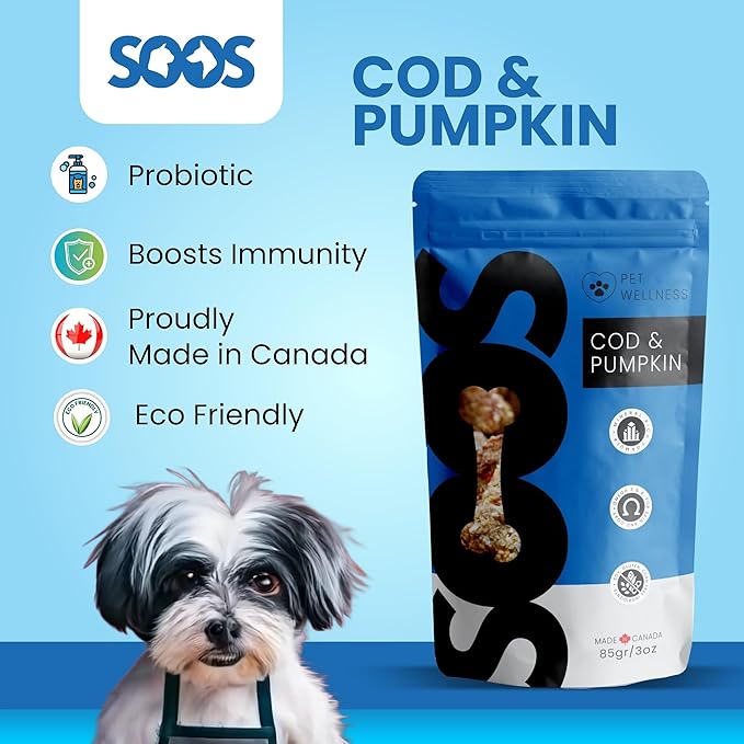 SOOS Cat and Dog Treats (3OZ, Cod & Pumpkin)
