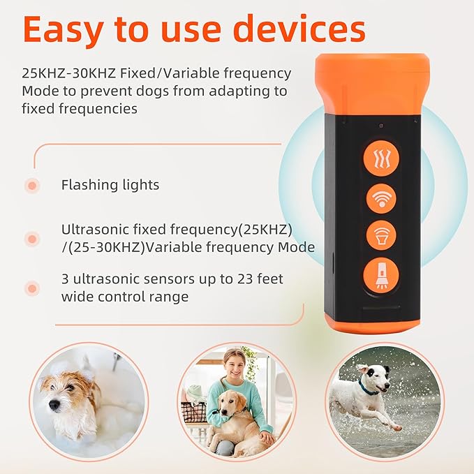 TMoMT Dog Bark Deterrent Device-Ultrasonic Anti-Barking Devices, Up to 50FT Long Range & Rechargeable Bark Control-Safe for Dogs Training-Indoor & Outdoor,Alternative to Collars and Bark Collars