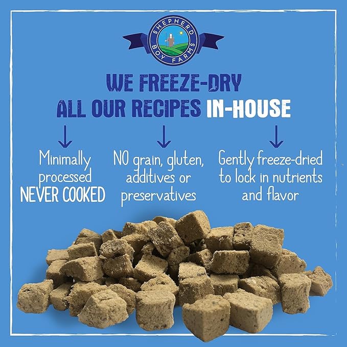 Freeze Dried Raw Dog Food, Venison Recipe, All Natural, No Synthetics, Made in USA with Goat's Milk & Organic Produce, High Protein, Complete Meal (14oz)
