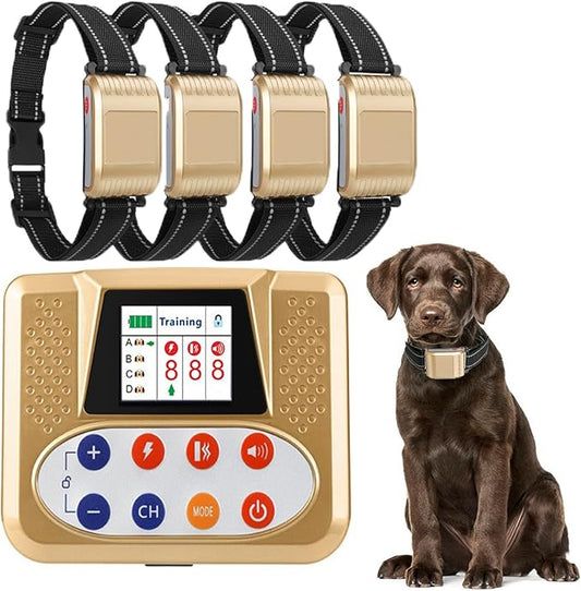 Wireless Dog Fence, Electric Dog Fence & Remote Training Collar, Vibration & Shock, IP65 Waterproof Collar for Large and Medium Dogs with 3 Training Modes, Dog Container Boundary System,for4dogs