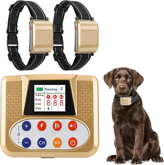Wireless Dog Fence, Electric Dog Fence & Remote Training Collar, Vibration & Shock, IP65 Waterproof Collar for Large and Medium Dogs with 3 Training Modes, Dog Container Boundary System,for2dogs