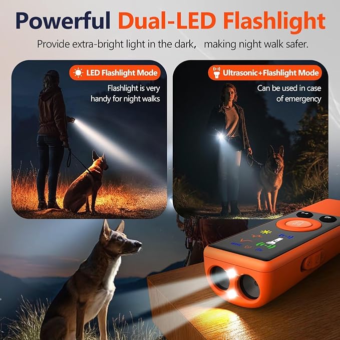 Ultrasonic Dog Bark Deterrent Device, Anti-Barking Control Device with LCD Screen & 3 Modes, Dog Training Tools to Stop Bad Behaviors, Safe Trainer Up to 35ft for Indoor Outdoor Use-01