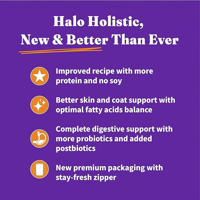 Halo Holistic Dog Food Cage Free Chicken & Brown Rice Formula, Healthy Grains Dry Dog Food, Complete Digestive Health, Kibble for Adult Dogs, 21 lb Bag