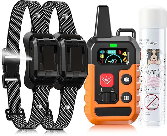 Citronella Training Collar for Dogs [2*Citronella Collar, No Automatic] with Beep/Vibration/Spray 4 Mode & 6 Adjustable Sensitivities Dog Training Collar, IPX7 Waterproof Bark Collars for S/M/L Dogs