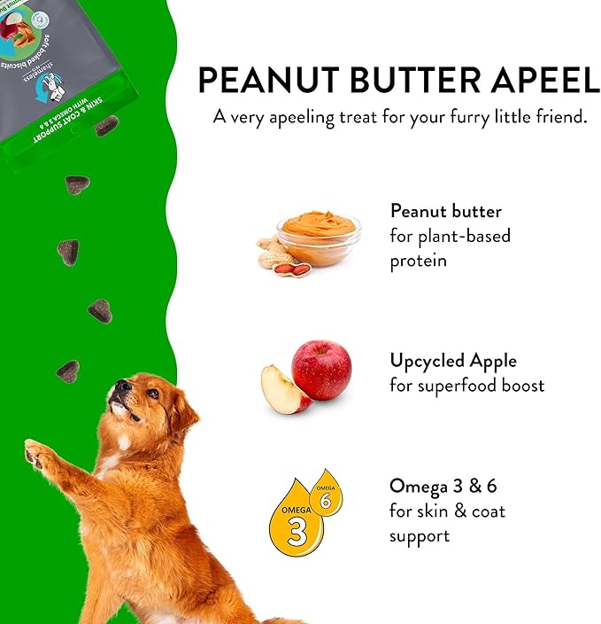 SHAMELESS PETS Natural Grain Free Dog Treats | Made in The USA from Upcycled Food Ingredients (Apple)