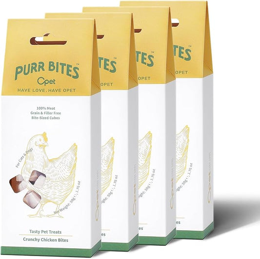 OPET Freeze Dried Chicken Cat Treats, Single Ingredient Grain Free High Protein Pet Food for Cats and Dogs, Healthy Training Snacks，Freeze Dried Food Topper (Chicken Cubes, 7.04 Ounce)