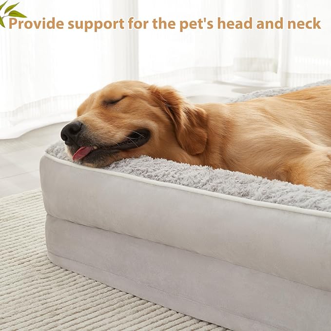 BFPETHOME Orthopedic Dog Beds for Large Dogs-Waterproof Sofa Dog Bed with Removable Washable Cover, Big Pet Bed with Waterproof Lining and Nonskid Bottom,Pet Bed for Large Dogs