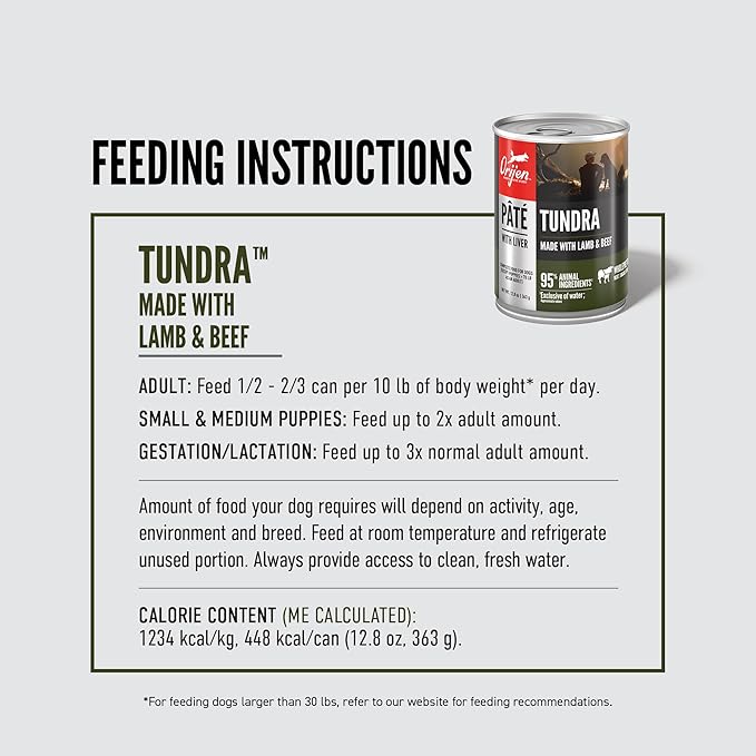 ORIJEN Pate Wet Dog Food Tundra Recipe with Liver 12.8oz Cans (12 Count)