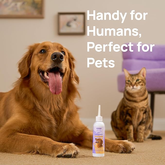 HICC PET Ear Cleaner for Dogs & Cats Vet-Recommended Dog Ear Infection Treatment Drops to Soothe Itchy & Inflamed - Daily Care Dog Ear Cleaner for Gently Removes Debris, Wax Buildup, Odor - 4 Fl oz