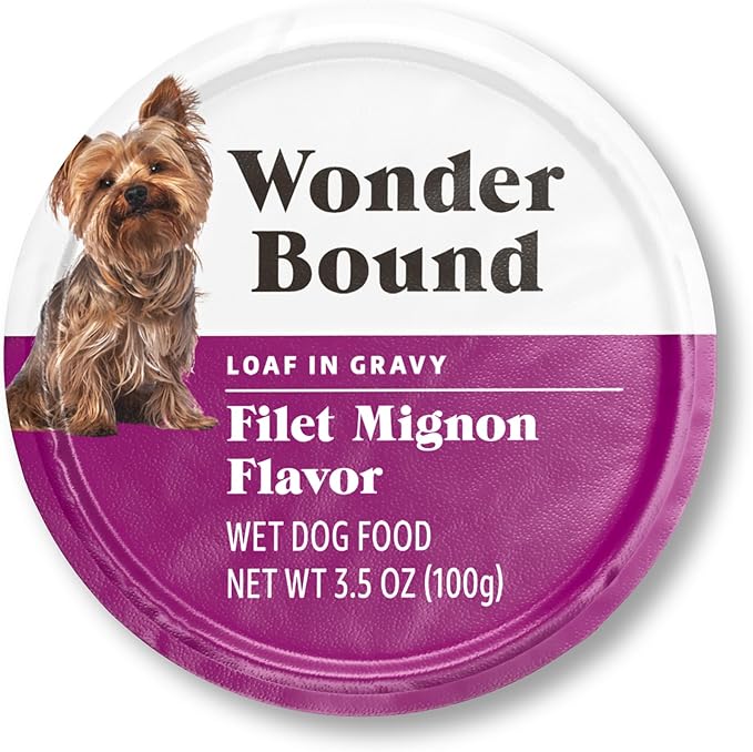 Amazon Brand - Wonder Bound Small Breed Wet Dog Food, Filet Mignon Flavor, Loaf in Gravy, 3.5 Ounce (Pack of 12)