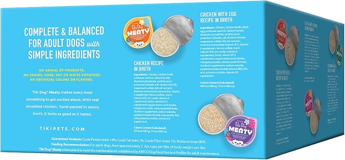 Tiki Dog Meaty Wet Dog Food, Variety Pack, 3 oz. Cup (10 Count)