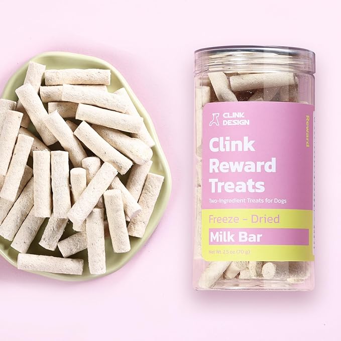 Clink Design Freeze Dried Dog & Cat Treats, Healthy Freeze Dried Goat Milk for Cats and Dogs, 60% Goat Milk & 40% Chicken, 2.5oz/70g, Clink Clicker Compatible, Dog Training Treats