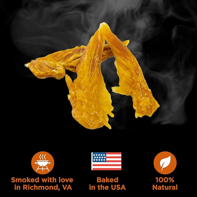 Premium Hickory Smoked Chicken Jerky Dog Treats - 8 oz (Pack of 1) - Dehydrated Poultry Fillets, No Additives, 100% Natural Protein, Grain-Free