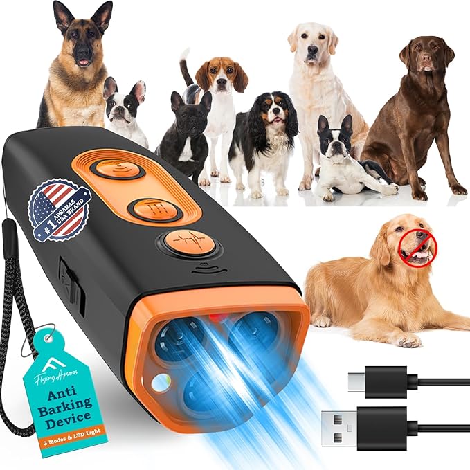 Upgraded Dog Bark Deterrent Devices,Dog Barking Deterrent Devices,Rechargeable Ultrasonic Dog Trainer,50 Ft Effective,Safe for Human & Dogs,3 Modes & LED Light, Anti Barking Device for Dogs