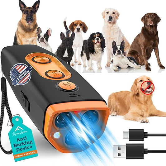 Upgraded Dog Bark Deterrent Devices,Dog Barking Deterrent Devices,Rechargeable Ultrasonic Dog Trainer,50 Ft Effective,Safe for Human & Dogs,3 Modes & LED Light, Anti Barking Device for Dogs
