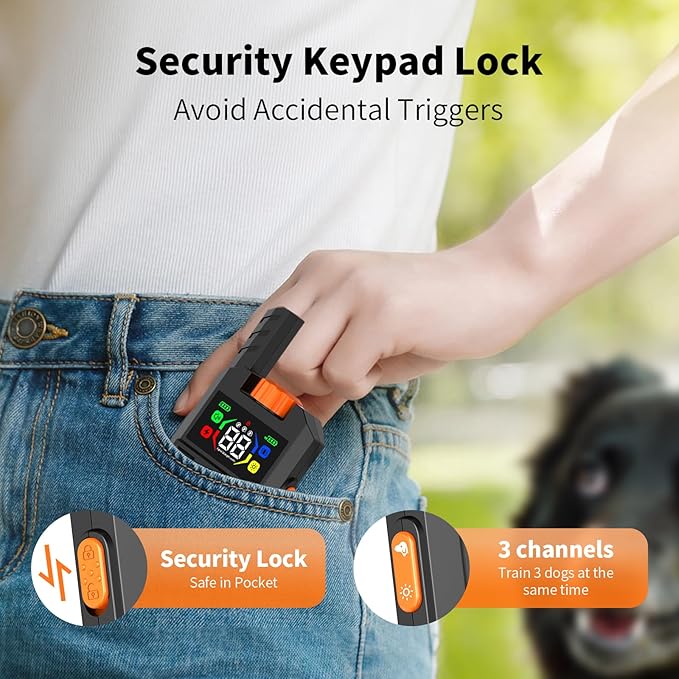 Dog Shock Collar with Remote Control – 3300FT Range E-Collar with Beep, Vibration, Shock Modes – IPX7 Waterproof, Adjustable Strap, Safe Lock, Rechargeable Training Collars for Small Medium Large Dogs