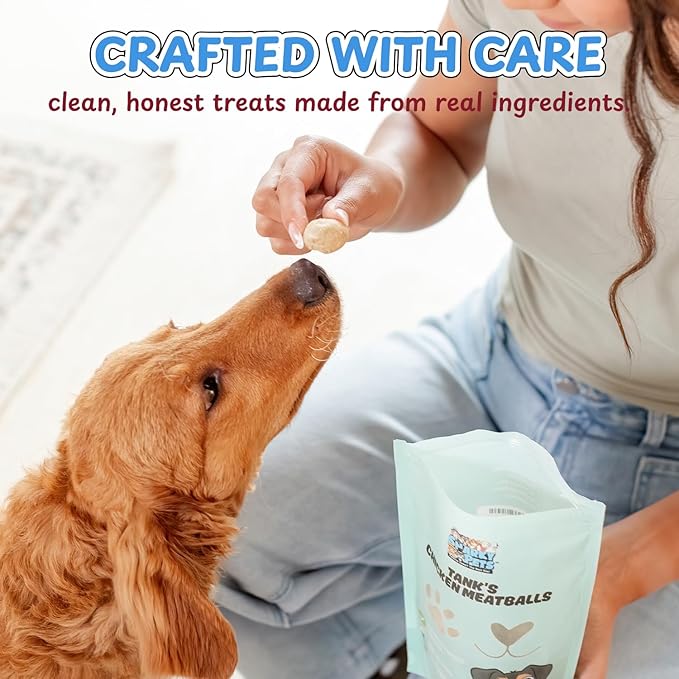 Tank’s Freeze Dried Chicken Meatballs – Cage-Free Chicken, Single-Source Protein, Grain-Free, No Preservatives or Byproducts – Natural Dog Treats for All Breeds – 4 oz Pouch