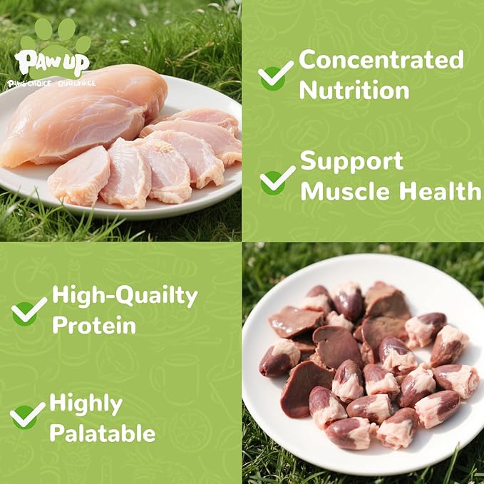 Freeze Dried Dog Treats,Chicken Breast&Organs Recipe Raw Dog Food Topper, High Protein Freeze-Dried Food for Cats, Rawhide Free, Gluten&Grain Free, 5.3oz