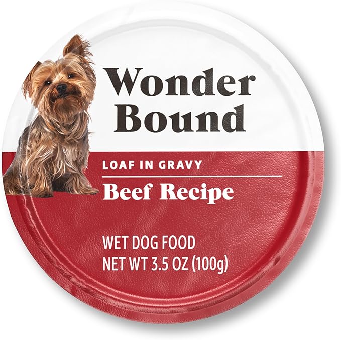 Amazon Brand - Wonder Bound Small Breed Wet Dog Food, Beef Recipe, Loaf in Gravy, 3.5 Ounce (Pack of 12)