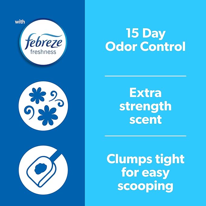 Fresh Step Extreme Clumping Litter with Febreze Freshness, Mountain Spring Scent Clumping Cat Litter with Guaranteed Odor Control, 14 lb. Box (Pack of 2)