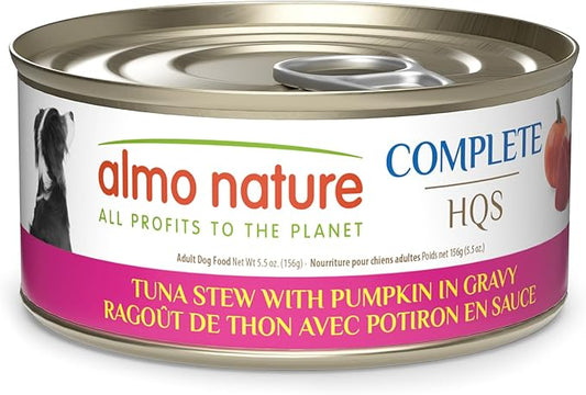 almo nature HQS Complete Wet Dog Food Tuna Stew with Pumpkin in Gravy 5.5 oz, Pack of 12