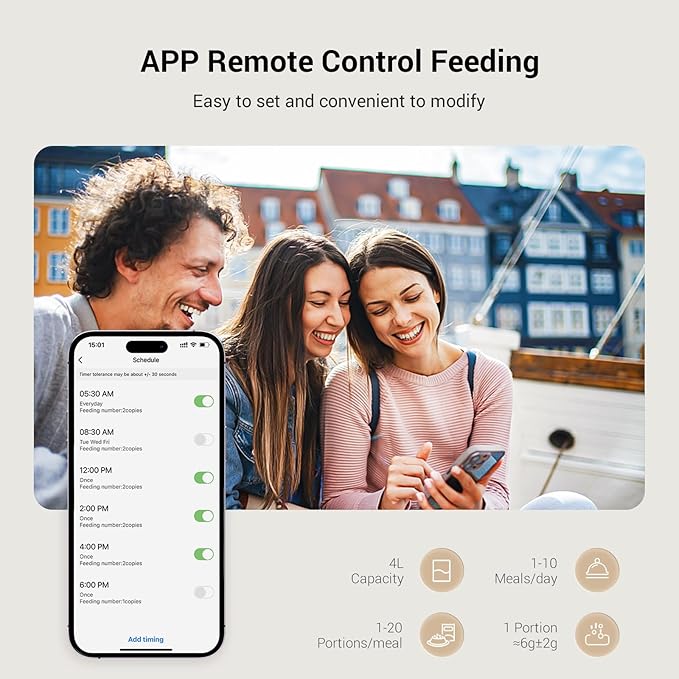 Espelho Automatic Cat Feeders WiFi: 2.4Ghz Smart APP Control- Timed Cat Food Dispenser with Desiccant Bag Keep Fresh for Indoor- Easy Set Up and Clean with Voice Recorder- Up to 10 Meals per Day