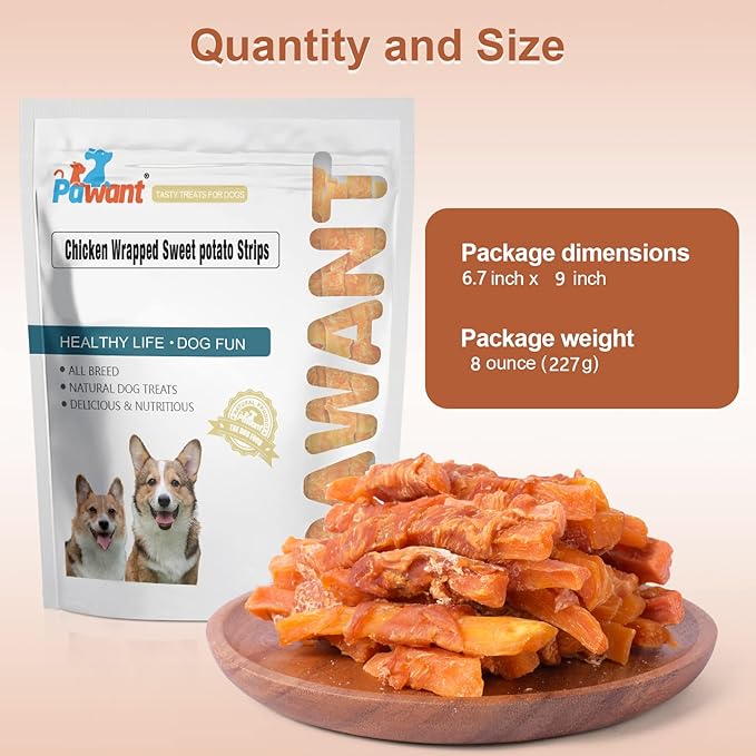 Chicken Wrapped Sweet Potato Dog Treats, Puppy Training Snacks, Rawhide Free 0.5lb/227g