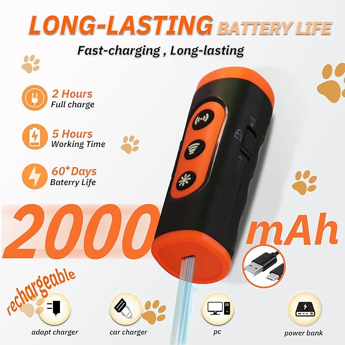 Dog Bark Deterrent Devices - Ultrasonic Anti Barking Device for Dogs, 2025 Upgraded 3 in 1 Dog Bark Deterrent, Rechargeable Sonic Trainer to Correct Dog's Bad Behavior for Outdoors Indoor Safely