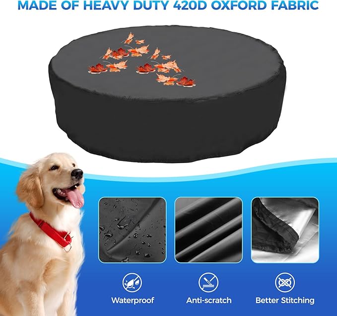 71 inch Dog Pool Cover, Portable Round Collapsible Bathing Tub Kiddie Pool Cover with Oxford Cloth Material and Drawstring Design, Waterproof and Dustproof (Black) - Only Cover…
