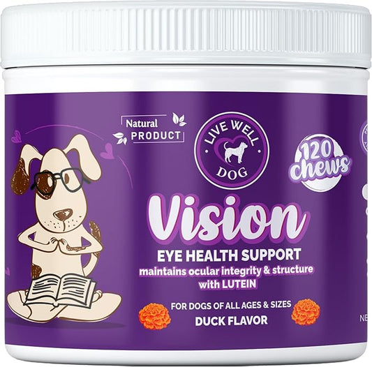 Vision Support Soft Chews for Dogs – Lutein, Zeaxanthin, DHA & Antioxidants for Eye Health, 120 Count