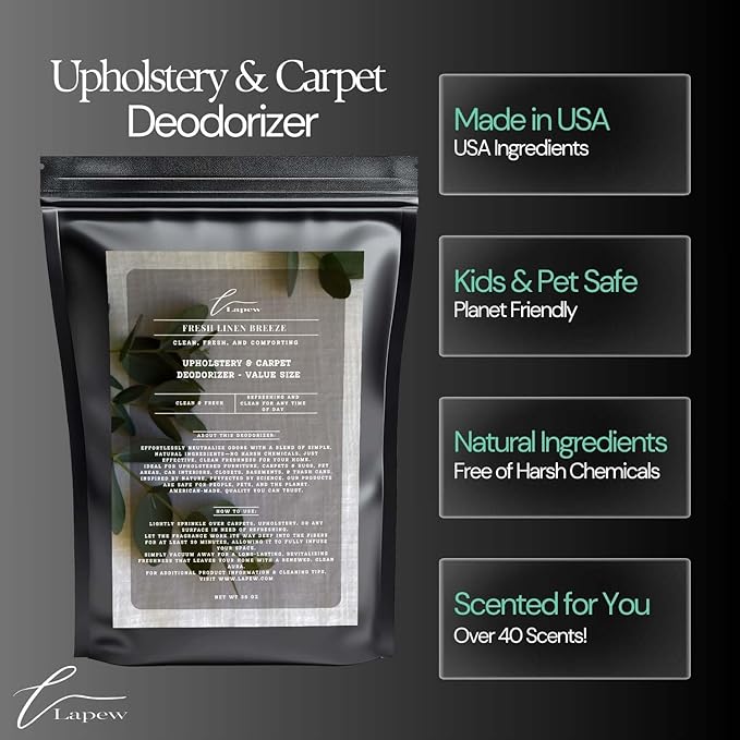 Fresh Linen Breeze Carpet Freshener Powder Refill 36 oz | Powerful Odor Eliminator for Home | Upholstery Deodorizer | Carpet Deodorizer | Pet Urine | Cat Litter Box