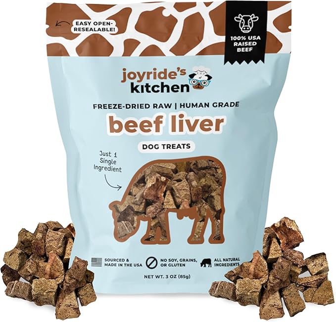 Joyride's Kitchen Freeze-Dried Beef Liver Dog Treats, Single Ingredient, All-Natural, Protein-Rich Dog Training Treats, Made in USA - Perfect for Picky Eaters, Supports Rescue Dogs