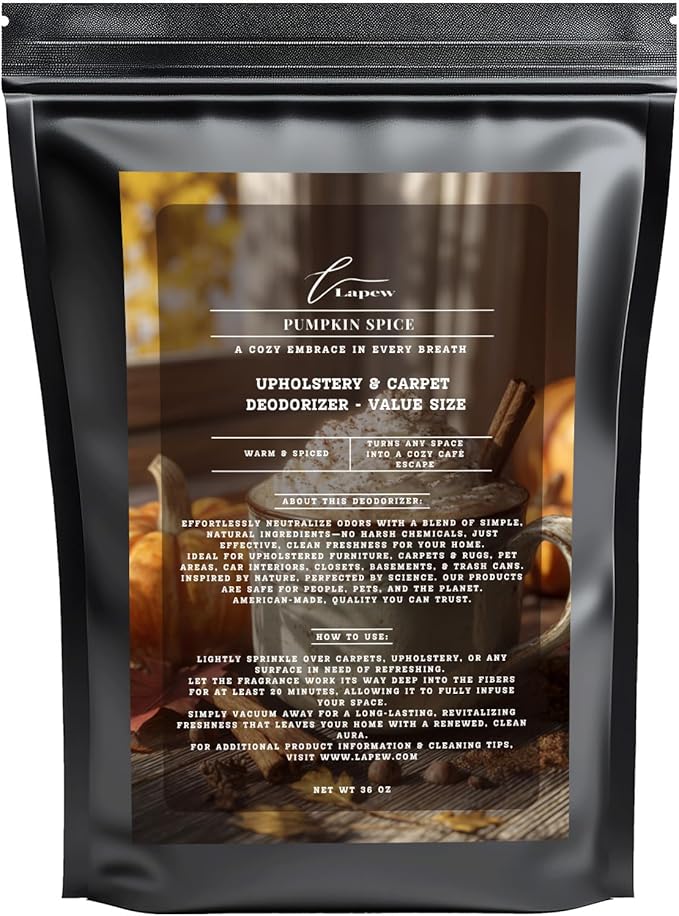 Pumpkin Spice Carpet Freshener Powder Value Size 36 oz | Powerful Odor Eliminator for Home | Upholstery Deodorizer | Carpet Deodorizer | Pet Urine | Cat Litter Box