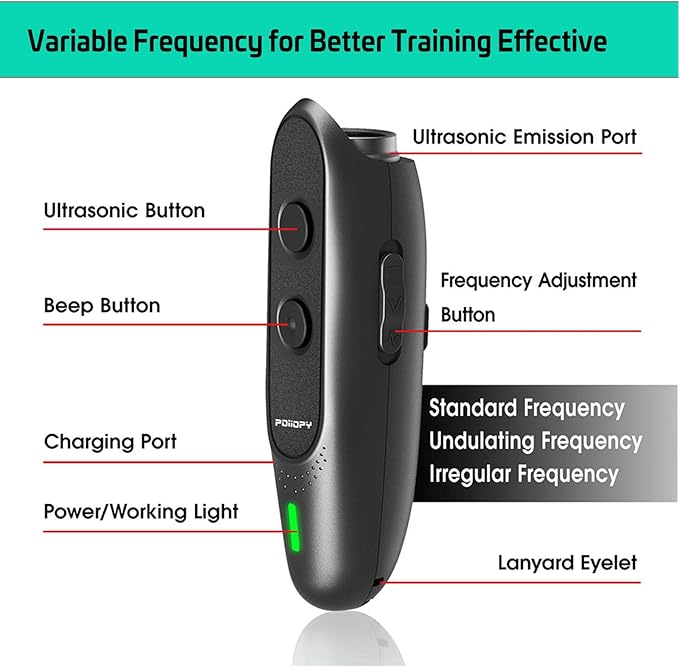 Anti Bark Device for Dog-Variable Frequency Ultrasonic Dog Bark Deterrent Rechargeable 2 in 1 Dog Barking Control Device Handheld Dog Training Tool Barking Behavior Trainer 16.4 Ft Range 100% Safe