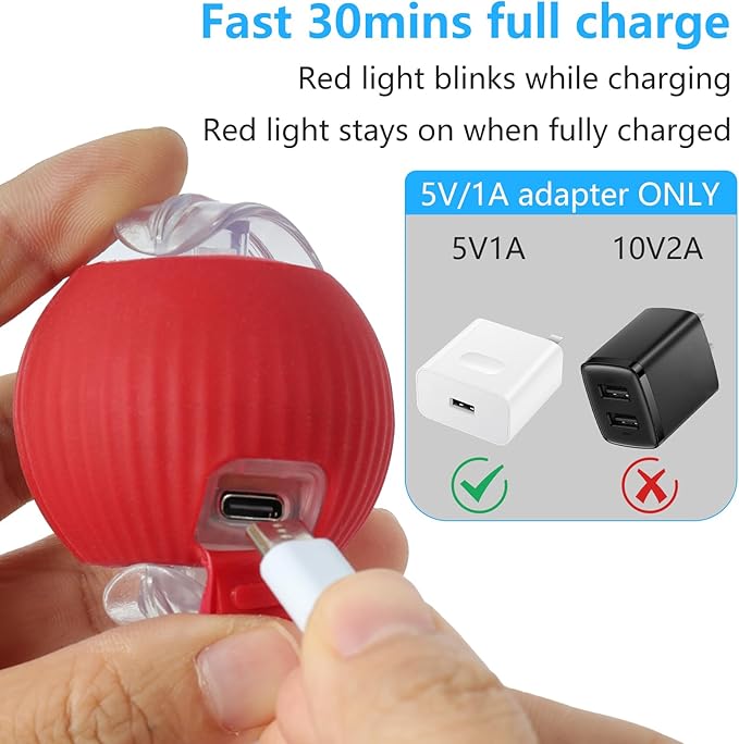 Interactive Cat Toys for Indoor Cats, 2025 New Generation Interactive Cat Ball Toy with Elastic Mesh Tail, Automatic Cat/Kitten Toys with Chirping & Motion Activate, Cat Toys for Bored Indoor(Red)