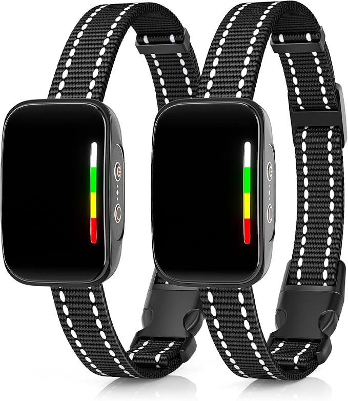 【2 Pack】 Rechargeable Dog Bark Collar – No Bark Training Device with Beep, Vibration & Shock | Adjustable Sensitivity, Waterproof, for Small, Medium & Large Dogs